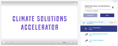 Screen grab image showing climate solutions accelerator